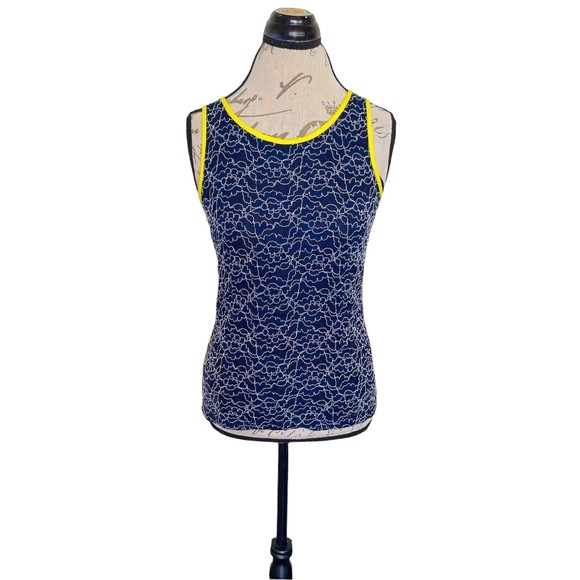 Banana  Republic Size 0 Womens Tank Top Mesh Lined Neon Blue Sleeveless Textured - Picture 1 of 12